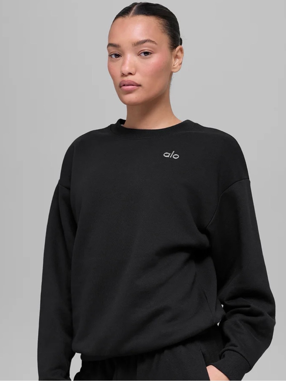 ALO Yoga Black Crewneck Sweatshirt
